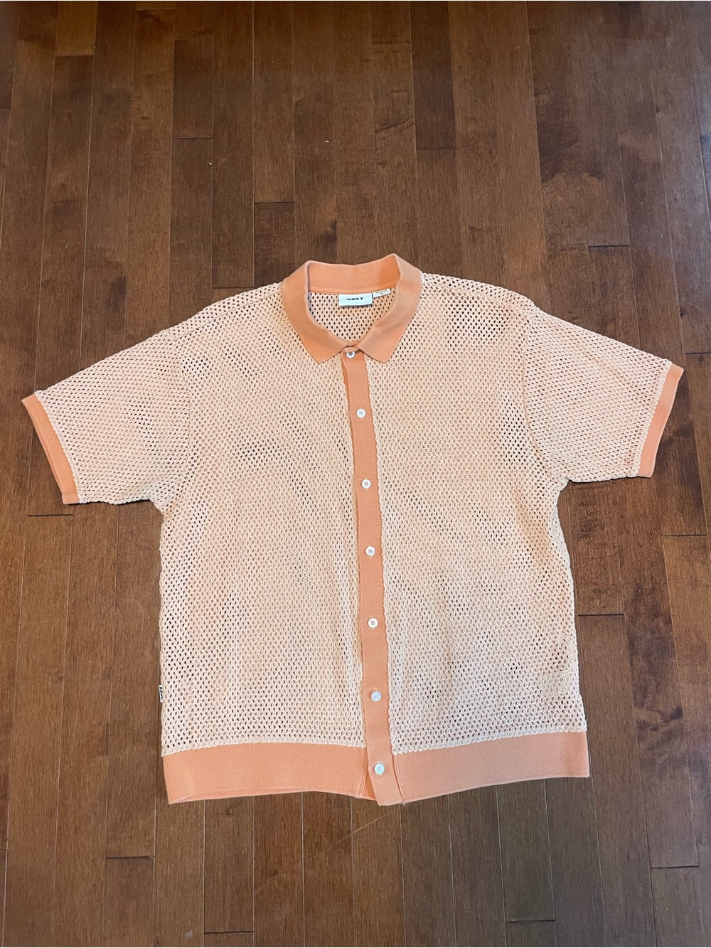 Obey Peach Short Sleeve Mesh Button-Up Polo